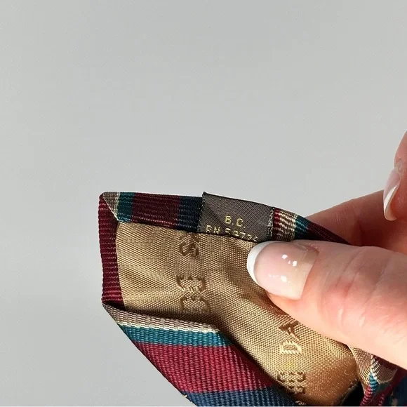 DAKS silk tie striped embroidered bird vintage prep - Picture 9 of 10